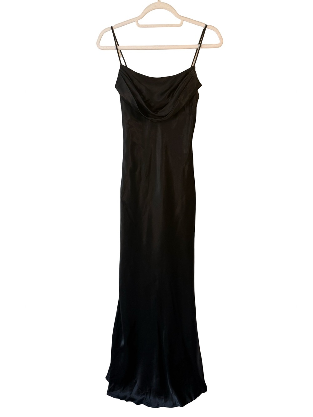 Jump Vintage Black Satin Cowl Neck Maxi Slip Dress Size 3/4 Y2K 90s Formal - Picture 2 of 13